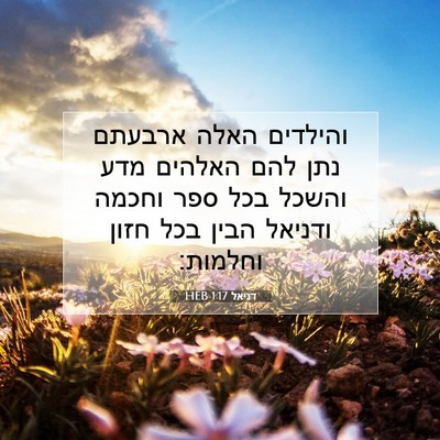Picture 07 - דניאל 1:17 HEB - והילדים האלה ארבעתם נתן - Bible Verse Picture