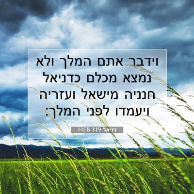 Picture 07 - דניאל 1:19 HEB - וידבר אתם המלך ולא נמצא - Bible Verse Picture
