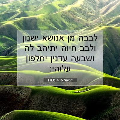 Picture 07 - דניאל 4:16 HEB - לבבה מן אנושא ישנון ולבב - Bible Verse Picture