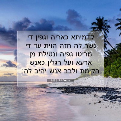 Picture 07 - דניאל 7:4 HEB - קדמיתא כאריה וגפין די נשר - Bible Verse Picture