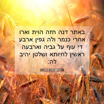 Picture 07 - דניאל 7:6 HEB - באתר דנה חזה הוית וארו אחרי - Bible Verse Picture