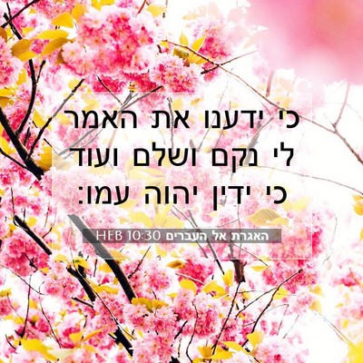 Picture 07 - האגרת אל העברים 10:30 HEB - כי ידענו את האמר לי נקם - Bible Verse Picture