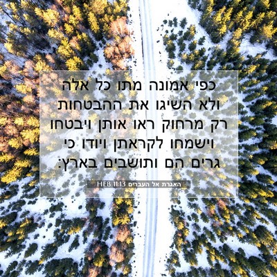 Picture 07 - האגרת אל העברים 11:13 HEB - כפי אמונה מתו כל אלה ולא - Bible Verse Picture