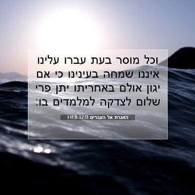 Picture 07 - האגרת אל העברים 12:11 HEB - וכל מוסר בעת עברו עלינו - Bible Verse Picture