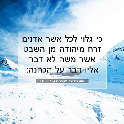 Picture 07 - האגרת אל העברים 7:14 HEB - כי גלוי לכל אשר אדנינו זרח - Bible Verse Picture