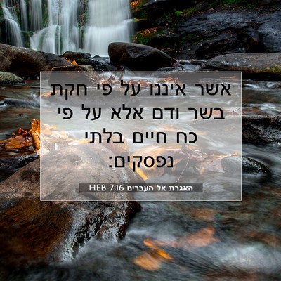 Picture 07 - האגרת אל העברים 7:16 HEB - אשר איננו על פי חקת בשר ודם - Bible Verse Picture