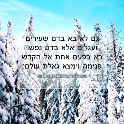 Picture 07 - האגרת אל העברים 9:12 HEB - גם לא בא בדם שעירים ועגלים - Bible Verse Picture