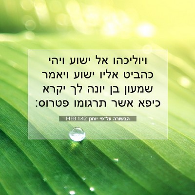 Picture 07 - הבשורה על־פי יוחנן 1:42 HEB - ויוליכהו אל ישוע ויהי - Bible Verse Picture