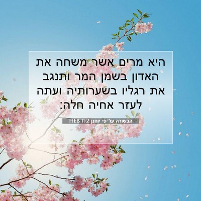 Picture 07 - הבשורה על־פי יוחנן 11:2 HEB - היא מרים אשר משחה את האדון - Bible Verse Picture