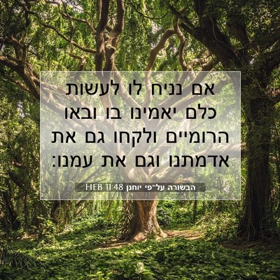 Picture 07 - הבשורה על־פי יוחנן 11:48 HEB - אם נניח לו לעשות כלם יאמינו - Bible Verse Picture