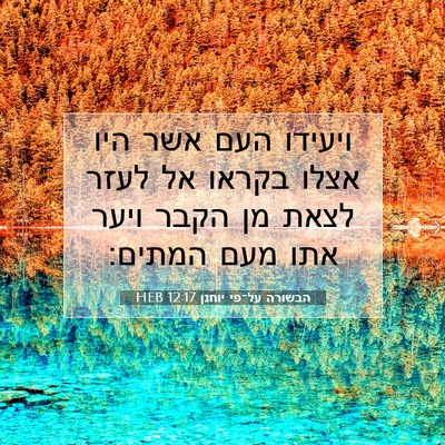Picture 07 - הבשורה על־פי יוחנן 12:17 HEB - ויעידו העם אשר היו אצלו - Bible Verse Picture