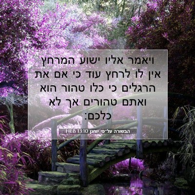 Picture 07 - הבשורה על־פי יוחנן 13:10 HEB - ויאמר אליו ישוע המרחץ אין - Bible Verse Picture
