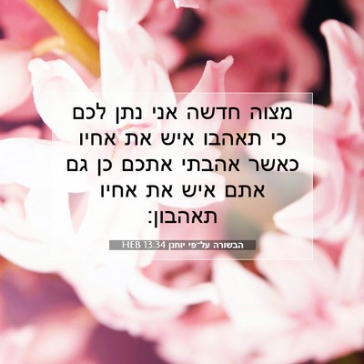 Picture 07 - הבשורה על־פי יוחנן 13:34 HEB - מצוה חדשה אני נתן לכם כי - Bible Verse Picture