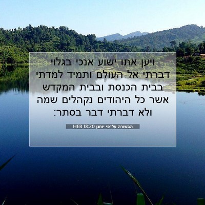 Picture 07 - הבשורה על־פי יוחנן 18:20 HEB - ויען אתו ישוע אנכי בגלוי - Bible Verse Picture