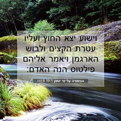 Picture 07 - הבשורה על־פי יוחנן 19:5 HEB - וישוע יצא החוץ ועליו עטרת - Bible Verse Picture