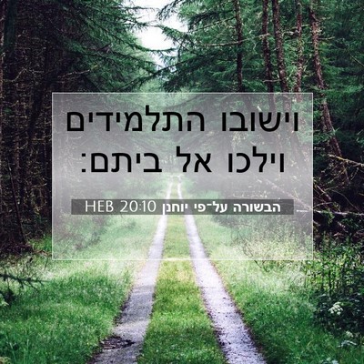 Picture 07 - הבשורה על־פי יוחנן 20:10 HEB - וישובו התלמידים וילכו אל - Bible Verse Picture