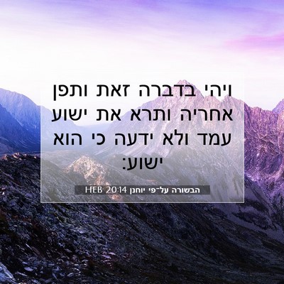 Picture 07 - הבשורה על־פי יוחנן 20:14 HEB - ויהי בדברה זאת ותפן אחריה - Bible Verse Picture