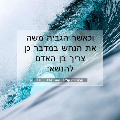 Picture 07 - הבשורה על־פי יוחנן 3:14 HEB - וכאשר הגביה משה את הנחש - Bible Verse Picture