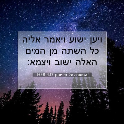 Picture 07 - הבשורה על־פי יוחנן 4:13 HEB - ויען ישוע ויאמר אליה כל - Bible Verse Picture