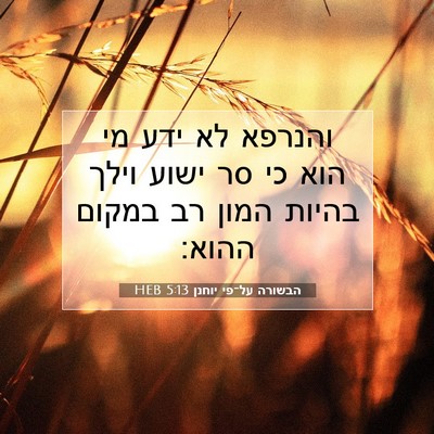 Picture 07 - הבשורה על־פי יוחנן 5:13 HEB - והנרפא לא ידע מי הוא כי סר - Bible Verse Picture