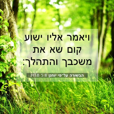 Picture 07 - הבשורה על־פי יוחנן 5:8 HEB - ויאמר אליו ישוע קום שא את - Bible Verse Picture