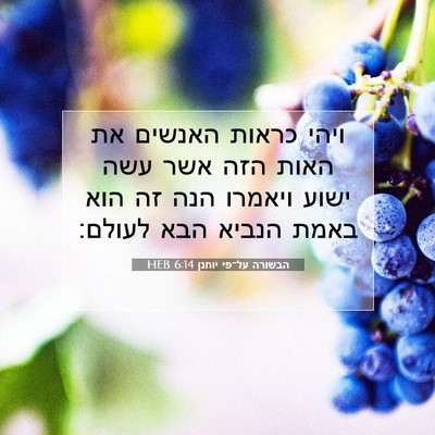 Picture 07 - הבשורה על־פי יוחנן 6:14 HEB - ויהי כראות האנשים את האות - Bible Verse Picture