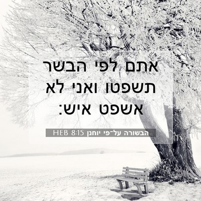 Picture 07 - הבשורה על־פי יוחנן 8:15 HEB - אתם לפי הבשר תשפטו ואני לא - Bible Verse Picture