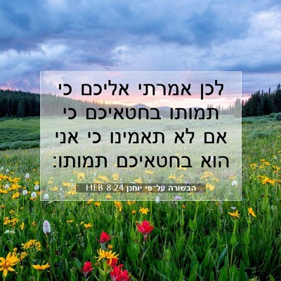 Picture 07 - הבשורה על־פי יוחנן 8:24 HEB - לכן אמרתי אליכם כי תמותו - Bible Verse Picture