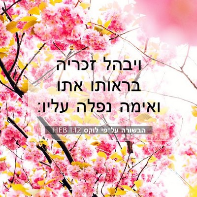 Picture 07 - הבשורה על־פי לוקס 1:12 HEB - ויבהל זכריה בראותו אתו - Bible Verse Picture