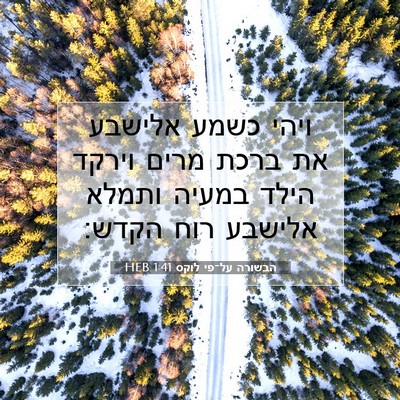 Picture 07 - הבשורה על־פי לוקס 1:41 HEB - ויהי כשמע אלישבע את ברכת - Bible Verse Picture