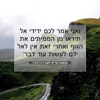 Picture 07 - הבשורה על־פי לוקס 12:4 HEB - ואני אמר לכם ידידי אל תיראו - Bible Verse Picture