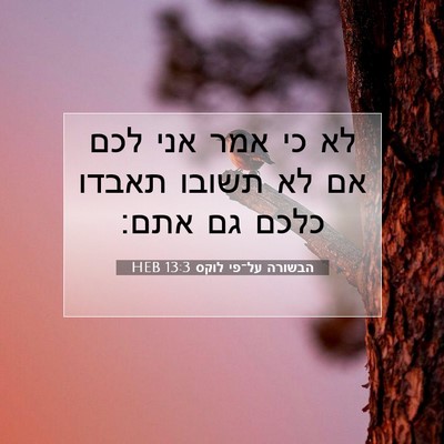 Picture 07 - הבשורה על־פי לוקס 13:3 HEB - לא כי אמר אני לכם אם לא - Bible Verse Picture