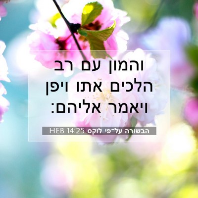 Picture 07 - הבשורה על־פי לוקס 14:25 HEB - והמון עם רב הלכים אתו ויפן - Bible Verse Picture