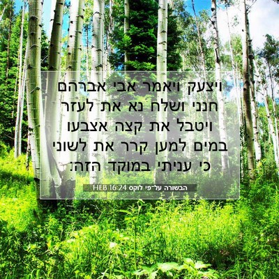Picture 07 - הבשורה על־פי לוקס 16:24 HEB - ויצעק ויאמר אבי אברהם חנני - Bible Verse Picture