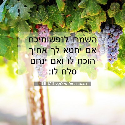 Picture 07 - הבשורה על־פי לוקס 17:3 HEB - השמרו לנפשותיכם אם יחטא לך - Bible Verse Picture