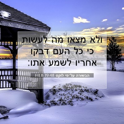 Picture 07 - הבשורה על־פי לוקס 19:48 HEB - ולא מצאו מה לעשות כי כל העם - Bible Verse Picture