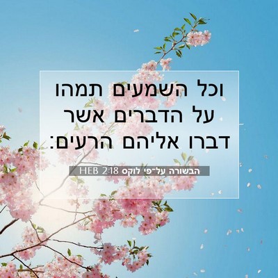 Picture 07 - הבשורה על־פי לוקס 2:18 HEB - וכל השמעים תמהו על הדברים - Bible Verse Picture