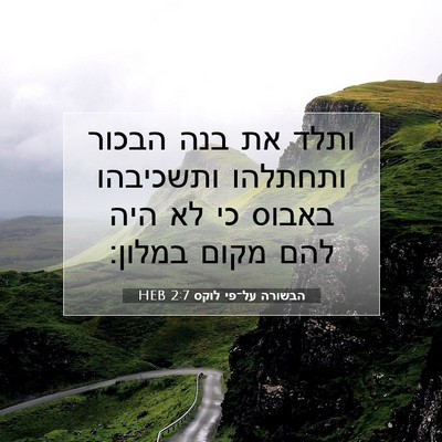 Picture 07 - הבשורה על־פי לוקס 2:7 HEB - ותלד את בנה הבכור ותחתלהו - Bible Verse Picture