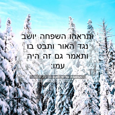 Picture 07 - הבשורה על־פי לוקס 22:56 HEB - ותראהו השפחה יושב נגד האור - Bible Verse Picture