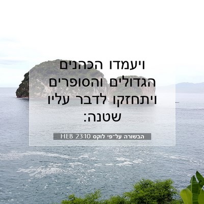 Picture 07 - הבשורה על־פי לוקס 23:10 HEB - ויעמדו הכהנים הגדולים - Bible Verse Picture