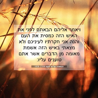 Picture 07 - הבשורה על־פי לוקס 23:14 HEB - ויאמר אליהם הבאתם לפני את - Bible Verse Picture