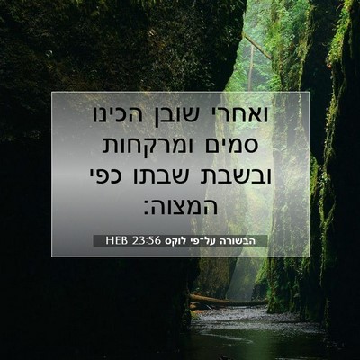 Picture 07 - הבשורה על־פי לוקס 23:56 HEB - ואחרי שובן הכינו סמים - Bible Verse Picture