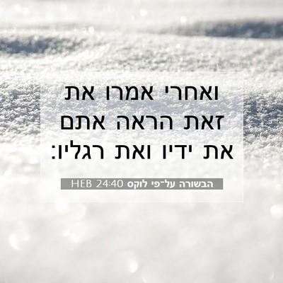 Picture 07 - הבשורה על־פי לוקס 24:40 HEB - ואחרי אמרו את זאת הראה אתם - Bible Verse Picture