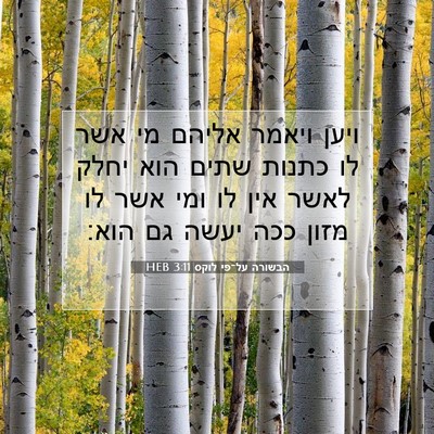 Picture 07 - הבשורה על־פי לוקס 3:11 HEB - ויען ויאמר אליהם מי אשר לו - Bible Verse Picture