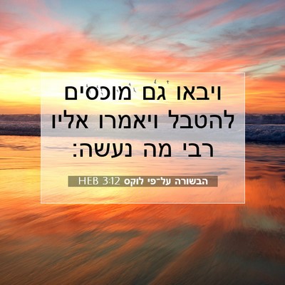 Picture 07 - הבשורה על־פי לוקס 3:12 HEB - ויבאו גם מוכסים להטבל - Bible Verse Picture