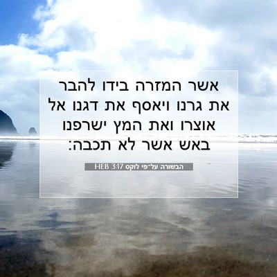 Picture 07 - הבשורה על־פי לוקס 3:17 HEB - אשר המזרה בידו להבר את גרנו - Bible Verse Picture