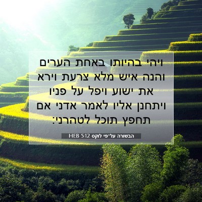Picture 07 - הבשורה על־פי לוקס 5:12 HEB - ויהי בהיותו באחת הערים - Bible Verse Picture