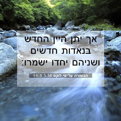 Picture 07 - הבשורה על־פי לוקס 5:38 HEB - אך יתן היין החדש בנאדות - Bible Verse Picture