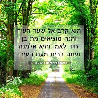 Picture 07 - הבשורה על־פי לוקס 7:12 HEB - הוא קרב אל שער העיר והנה - Bible Verse Picture