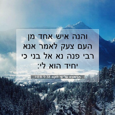 Picture 07 - הבשורה על־פי לוקס 9:38 HEB - והנה איש אחד מן העם צעק - Bible Verse Picture